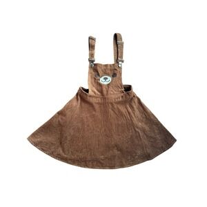 Hot Topic Brown Bear Face Overall Corduroy Dress Size S Kawaii Jumper